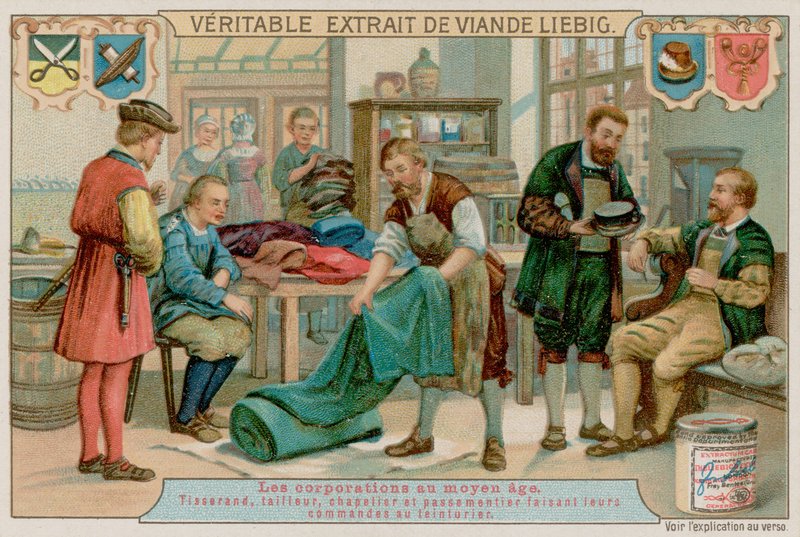 A Weaver, Tailor, Hatter and Braid Maker Give Their Orders to a Dyer by European School