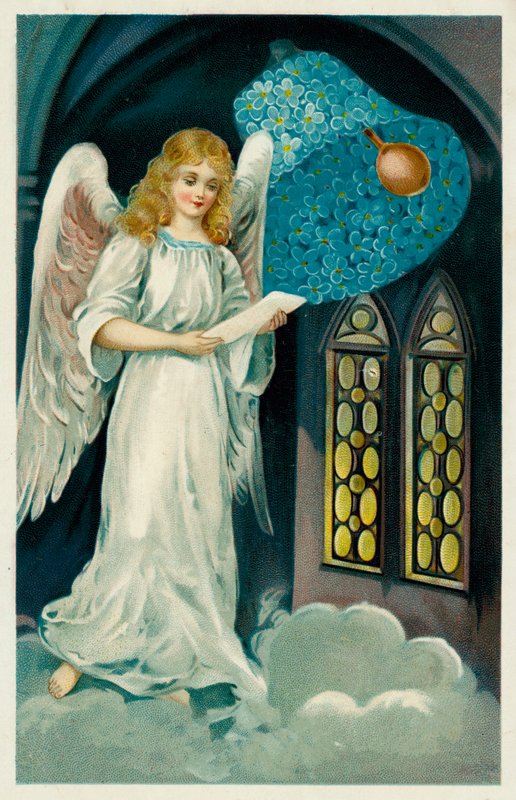 Angel and Bell Made of Flowers by European School