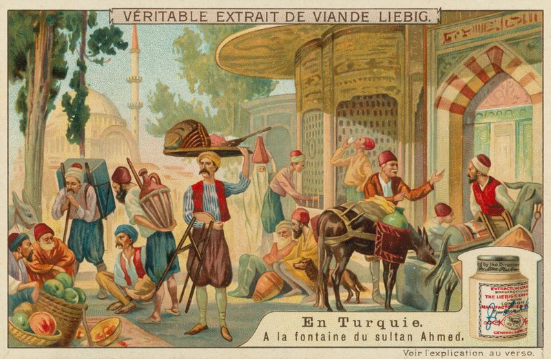 At the fountain of Sultan Ahmed III at Topkapi palace by European School