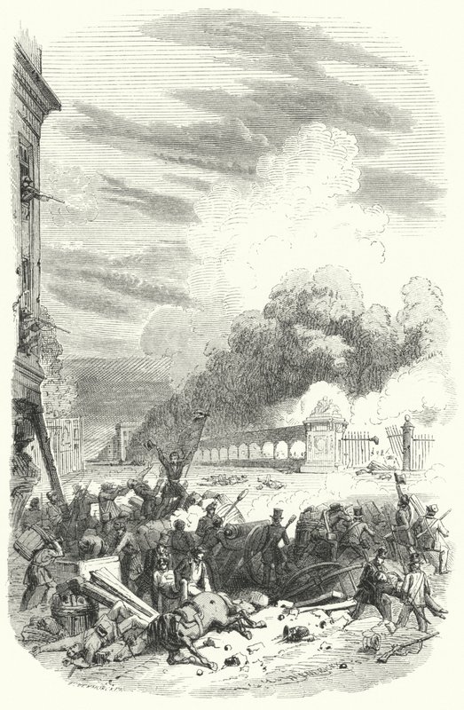 Belgian Rebels at a Barricade Facing the Parc de Bruxelles, Belgian Revolution by European School