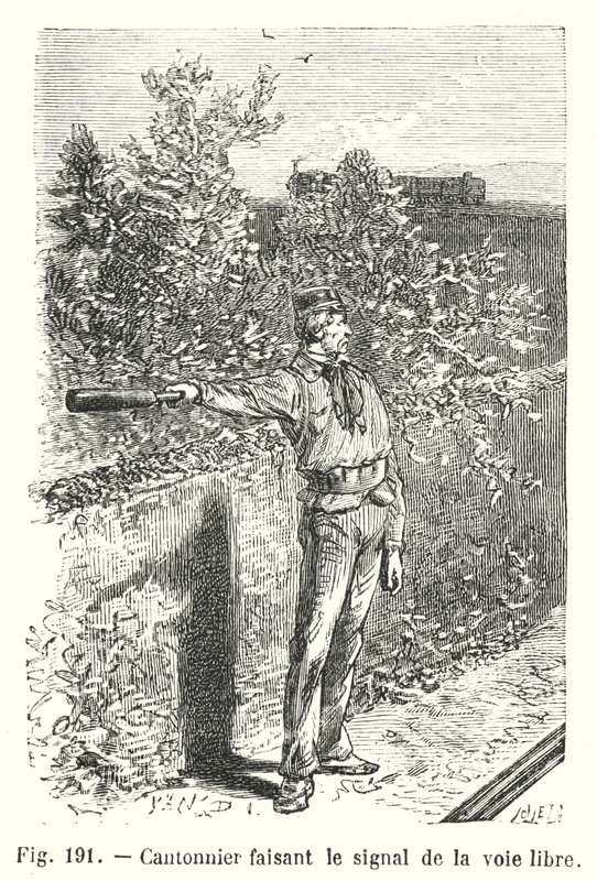 Railway Worker Giving the All-Clear Signal (engraving) by European School