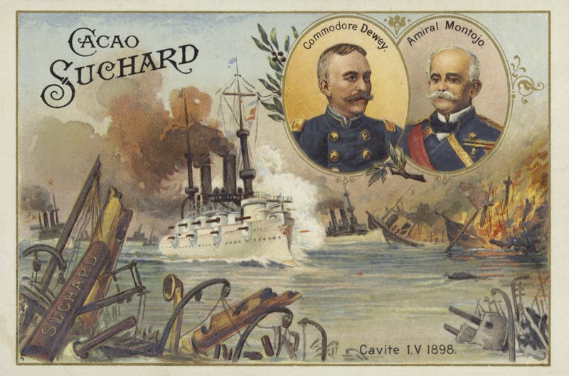 Commodore George Dewey and Admiral Patricio Montojo, Battle of Manila Bay, Spanish-American War, 1 May 1898 by European School