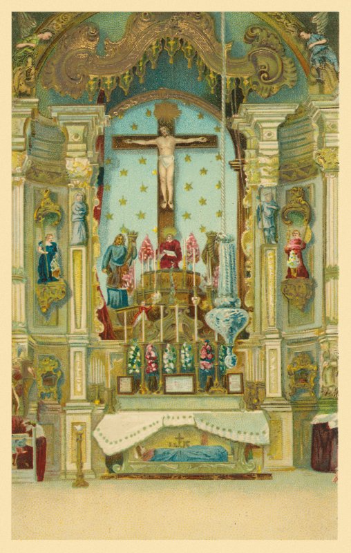 Crucified Christ Figure Above a Church Altar by European School