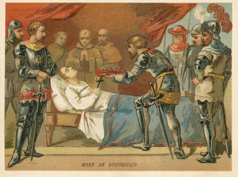 Death of Bertrand du Guesclin, French military commander, 1380 by European School