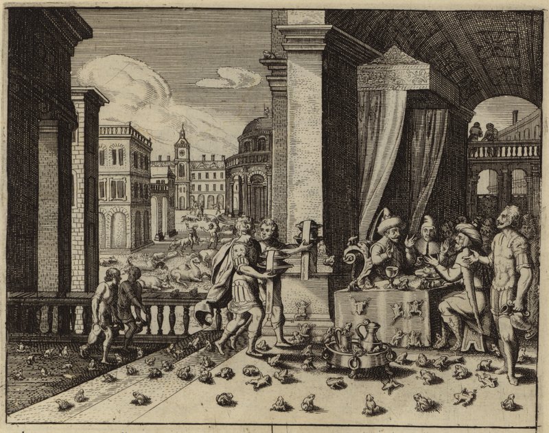 Egypt afflicted by the plague of frogs by European School