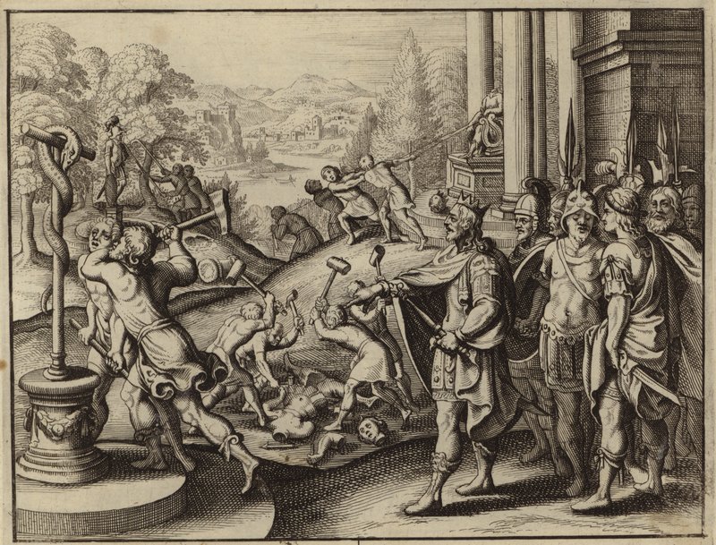 Hezekiah, King of Judah, Restoring the Temple of Jerusalem and Destroying the Idols by European School