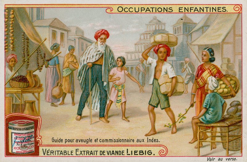 Indian Children Working as Guides for the Blind and Running Errands by European School
