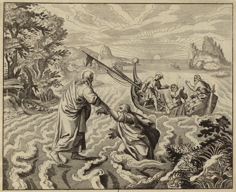 Jesus Christ Walking on the Sea of Galilee by European School