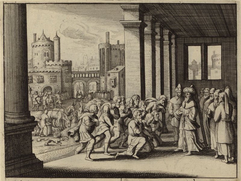 Joseph, as Grand Vizier of Egypt, accusing his half-brothers of being spies by European School