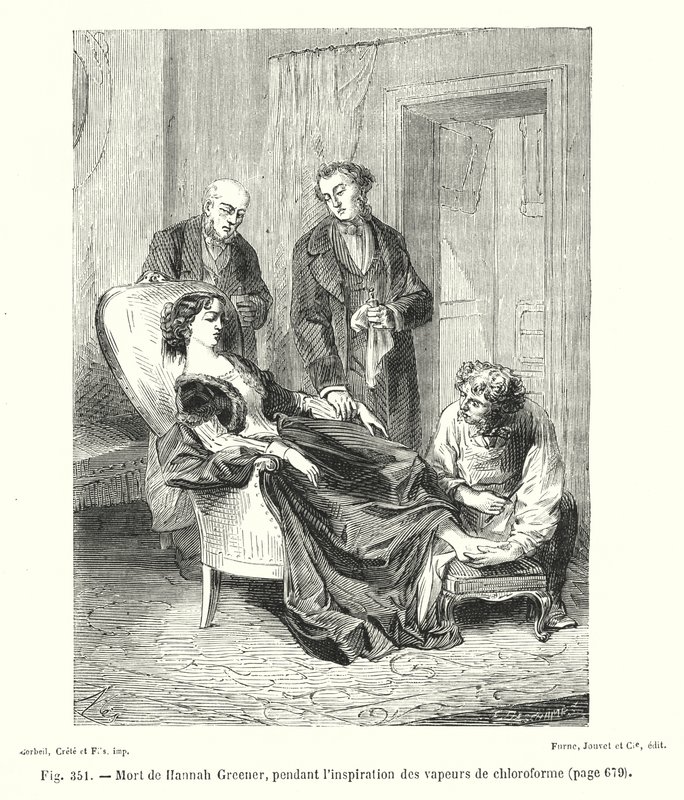 Death of Hannah Greener during Inhalation of Chloroform Vapors (engraving) by European School