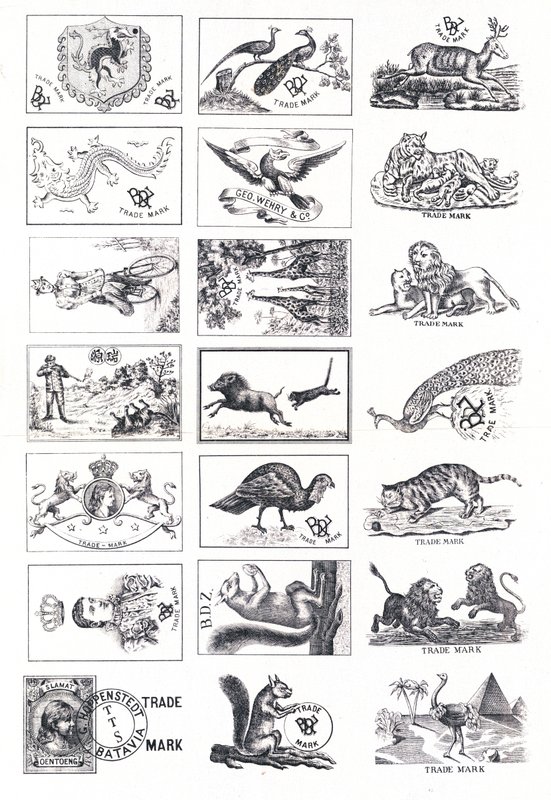 Page of trademarks, mostly involving animals by European School