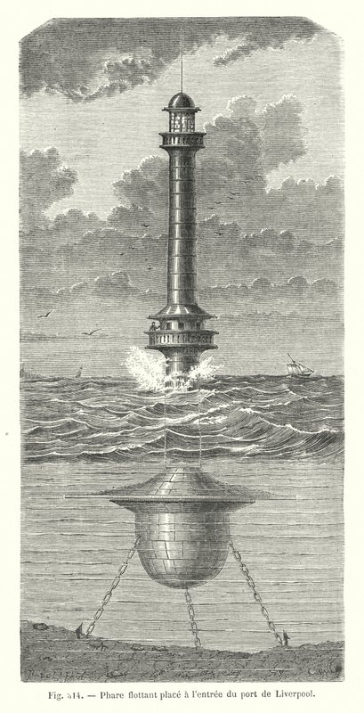 Floating Lighthouse Placed at the Entrance of the Port of Liverpool (engraving) by European School