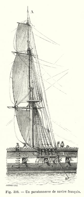 A French Ship Lightning Rod (engraving) by European School