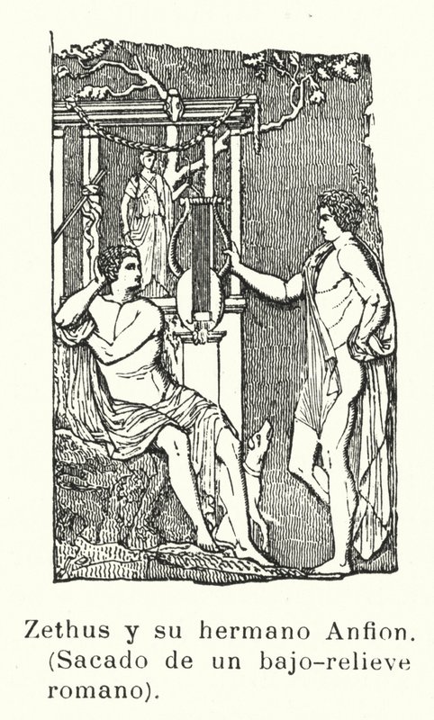 Zethus and Amphion, twin sons of Zeus, Roman bas-relief by European School