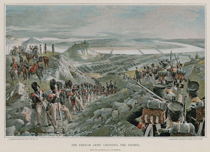 French Army Crossing the Niemen by Felicien baron de Myrbach Rheinfeld