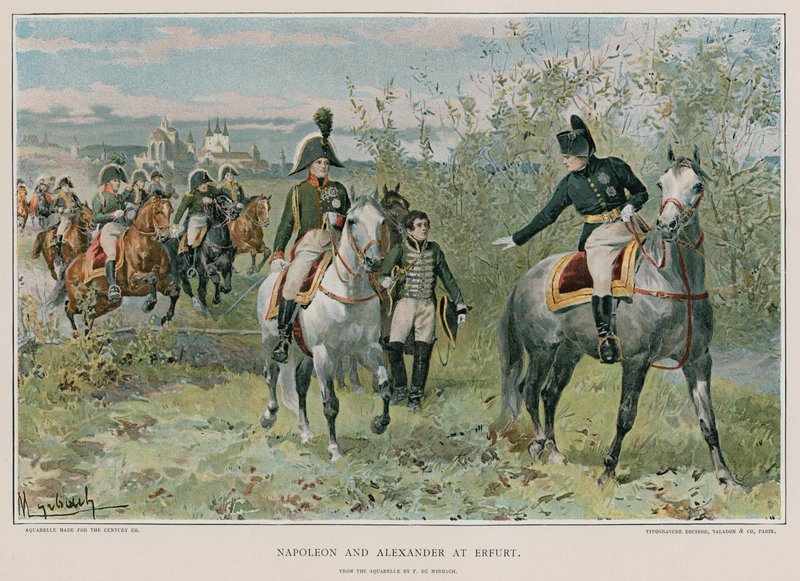 Napoleon and Alexander at Erfurt by Felicien baron de Myrbach-Rheinfeld