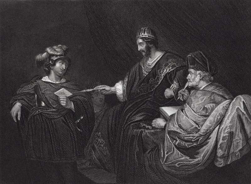 David sending a Letter to Joab by Uriah, II Samuel, Ch XI, v 14 by Ferdinand (after) Bol