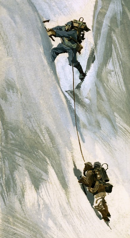 Hillary jammed his body into a narrow crack and levered himself up backwards by Ferdinando Tacconi