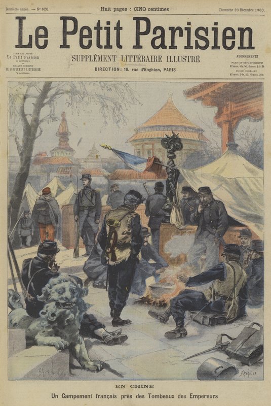 The Boxer Rebellion: An Encampment of French Soldiers Near the Tombs of Chinese Emperors by Fortune Louis Meaulle