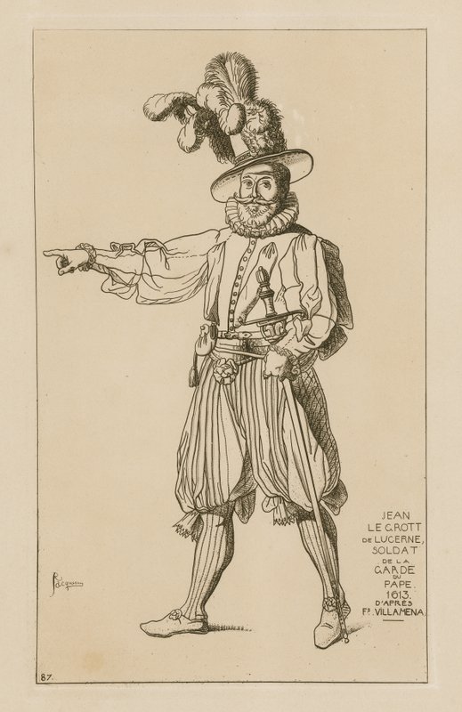 Jean le Grott of Lucerne, guardsman of the Pope, 1613 by Francesco Villamena