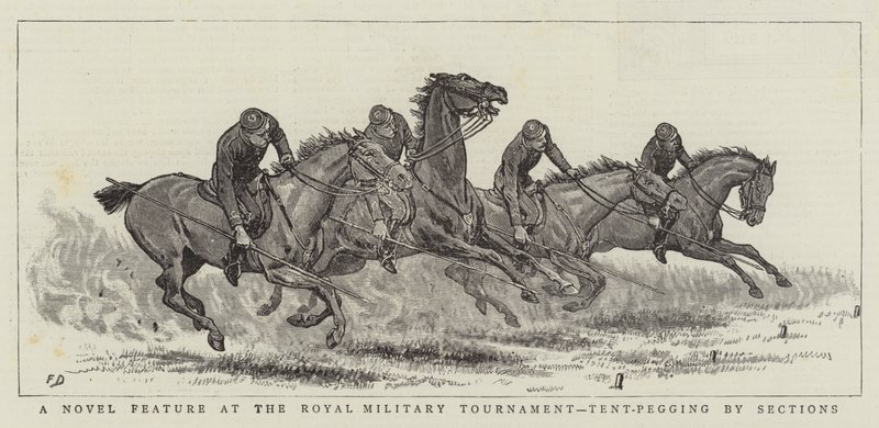 A Novel Feature at the Royal Military Tournament, Tent-Pegging by Sections by Frank Dadd