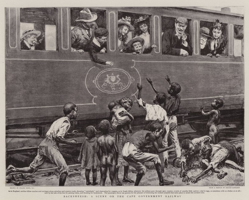 Backsheesh, a Scene on the Cape Government Railway by Frank Dadd