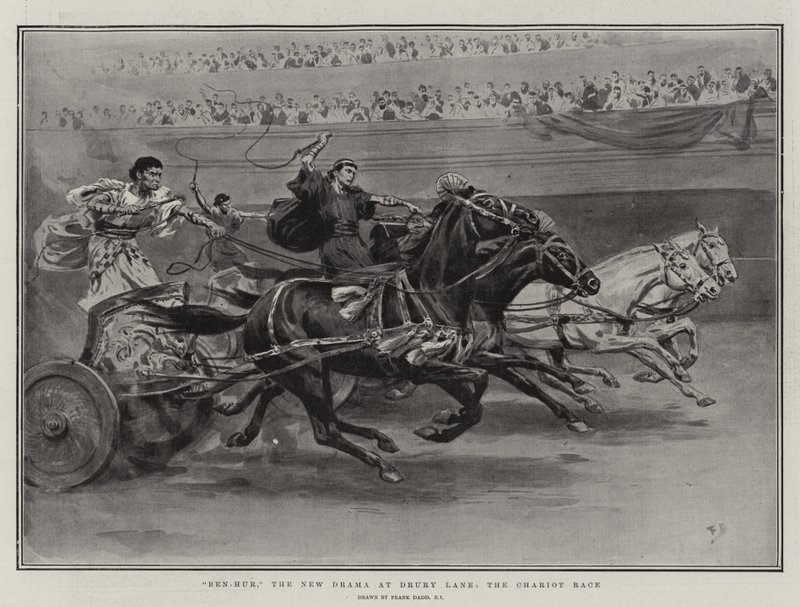 Ben-Hur, the New Drama at Drury Lane, the Chariot Race by Frank Dadd