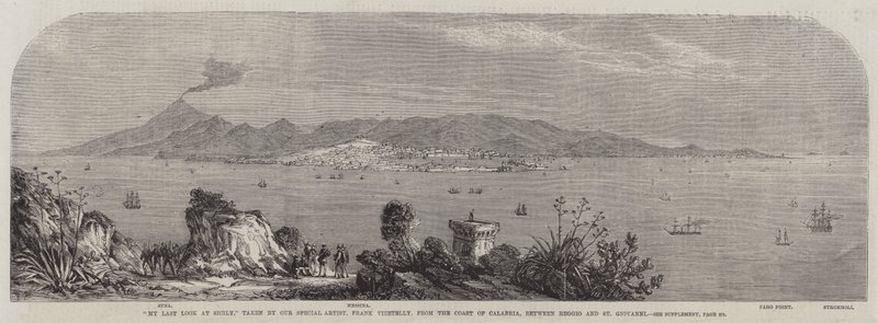 My Last Look at Sicily, from the Coast of Calabria, Between Reggio and St Giovanni by Frank Vizetelly