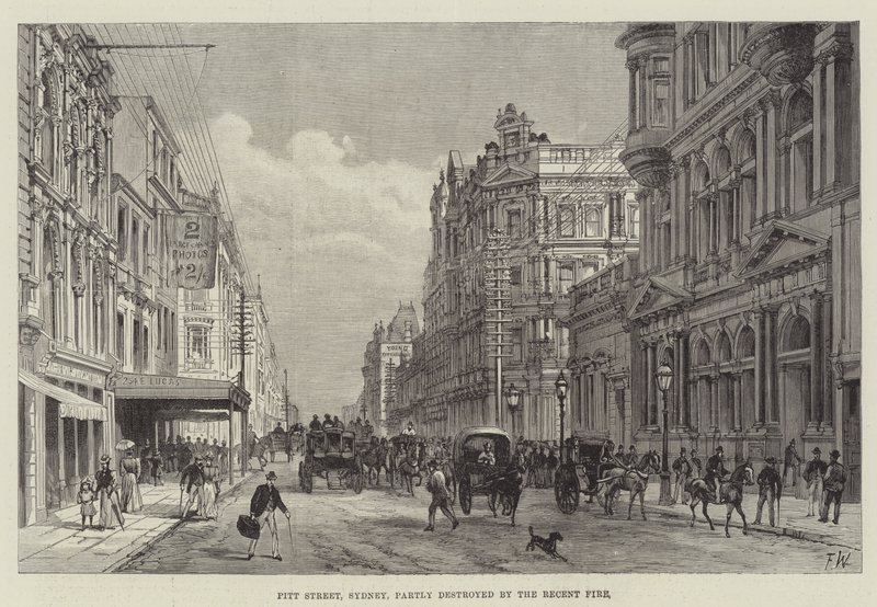 Pitt Street, Sydney, partly destroyed by the Recent Fire by Frank Watkins