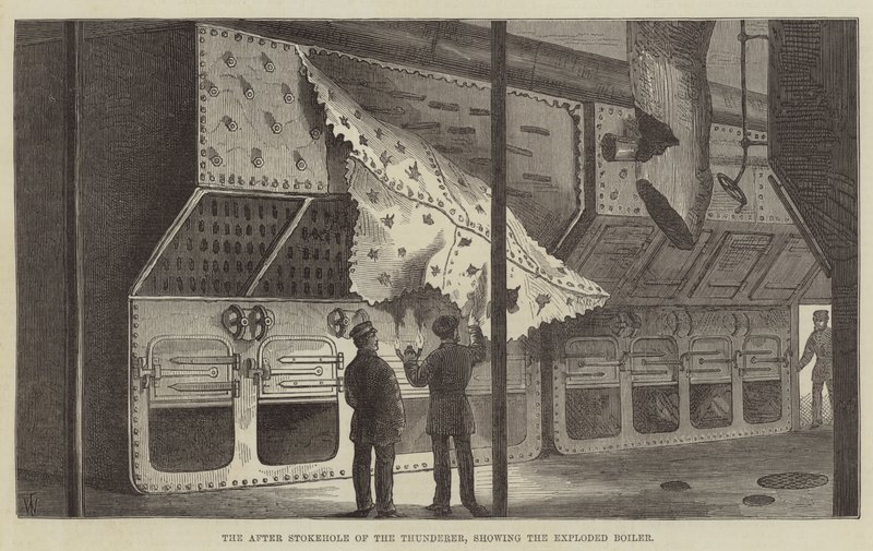 The After Stokehole of the Thunderer, Showing the Exploded Boiler by Frank Watkins