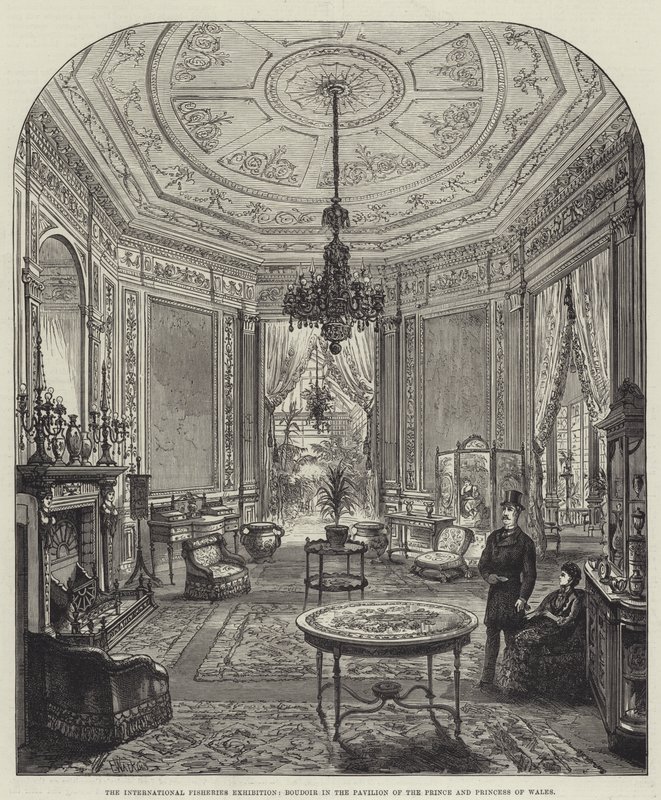 The International Fisheries Exhibition, Boudoir in the Pavilion of the Prince and Princess of Wales by Frank Watkins