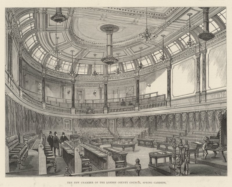 The New Chamber of the London County Council, Spring Gardens by Frank Watkins