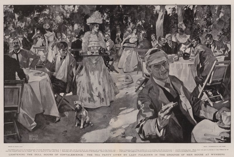 Lightening the Dull Hours of Convalescence, the Tea Party Given by Lady Falkiner in the Grounds of Her House at Wynberg by Frank Craig
