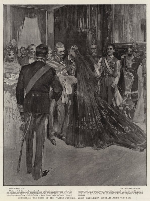 Registering the Birth of the Italian Princess, Queen Margherita Congratulating the King by Frank Craig