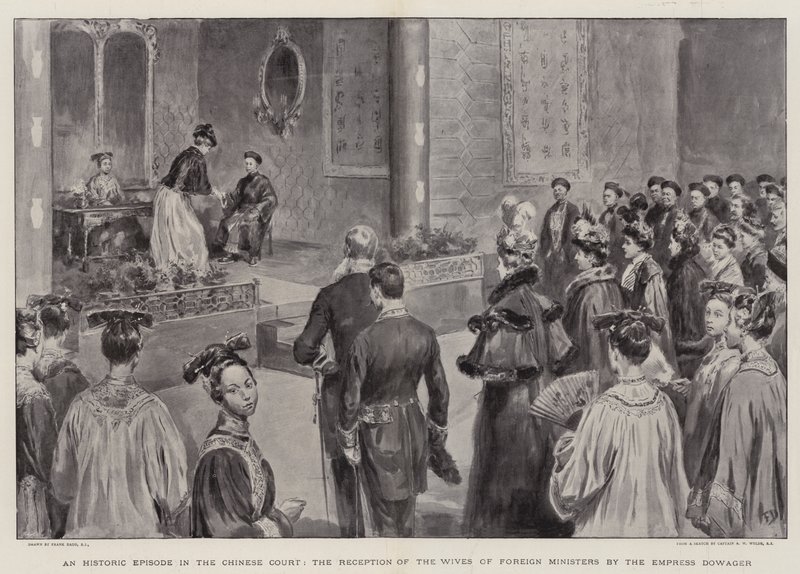 A Historic Episode in the Chinese Court, the Reception of the Wives of Foreign Ministers by the Empress Dowager by Frank Dadd