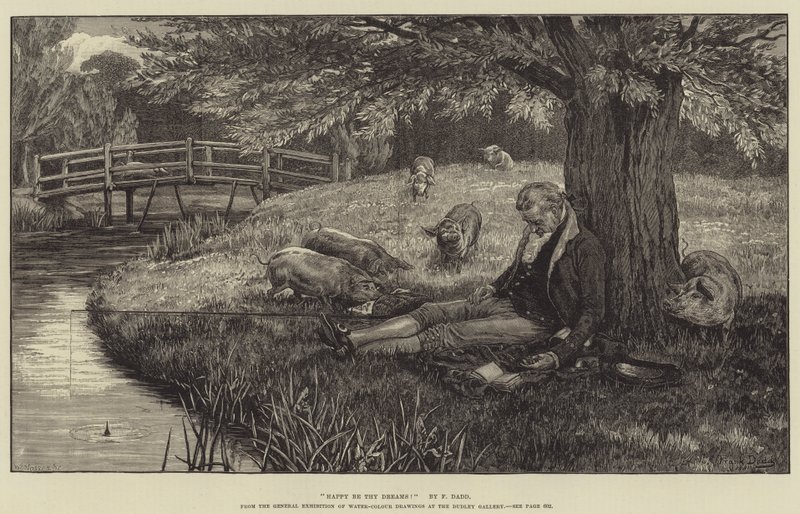 Happy Be Thy Dreams!, from the General Exhibition of Water-Colour Drawings at the Dudley Gallery by Frank Dadd