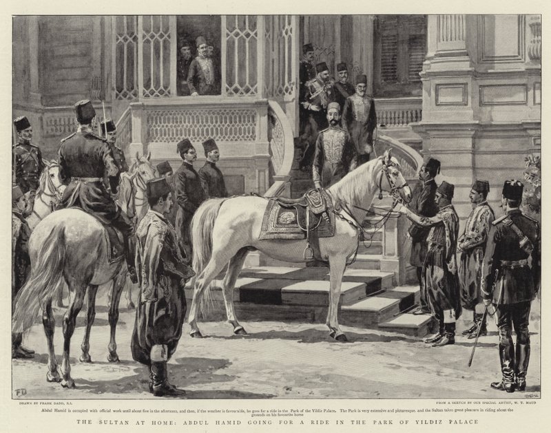 The Sultan at Home, Abdul Hamid Going for a Ride in the Park of Yildiz Palace by Frank Dadd
