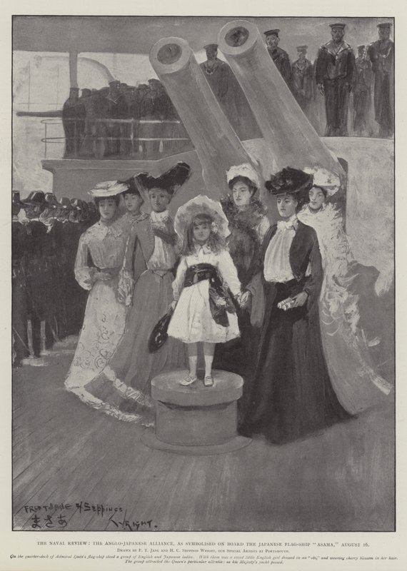 The Naval Review, the Anglo-Japanese Alliance, as symbolised on Board the Japanese Flag-Ship Asama, 16 August by Fred T. Jane