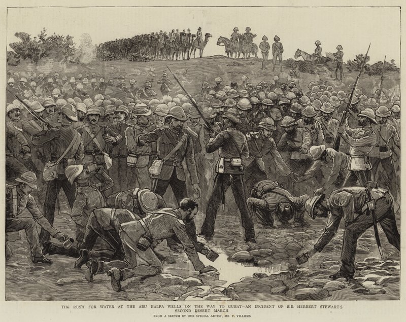 The Rush for Water at the Abu Halfa Wells on the Way to Gubat, an Incident of Sir Herbert Stewart