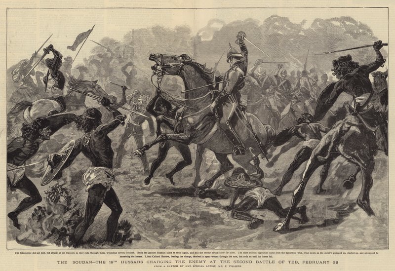 The Soudan, the 19th Hussars charging the Enemy at the Second Battle of Teb, 29 February by Frederic Villiers