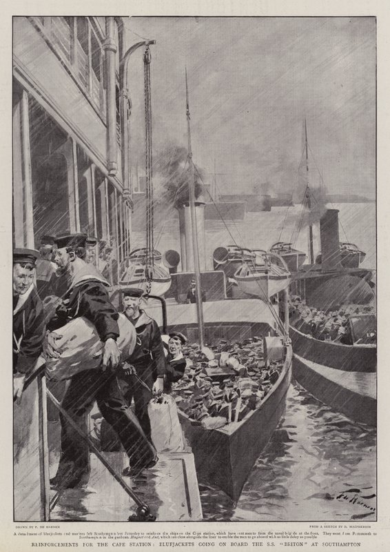 Reinforcements for the Cape Station, Bluejackets Going on Board the SS Briton at Southampton by Frederic de Haenen