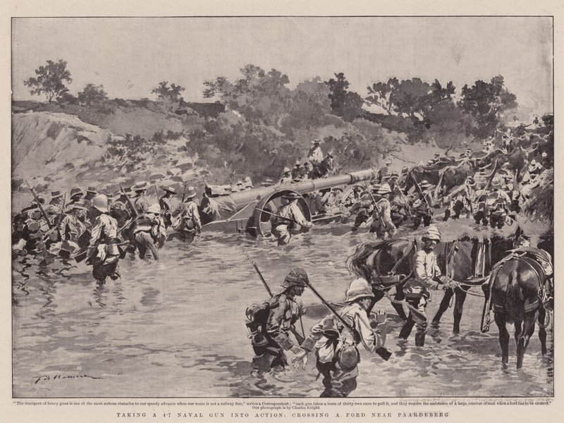 Taking a 4.7 Naval Gun into Action, Crossing a Ford near Paardeberg by Frederic de Haenen