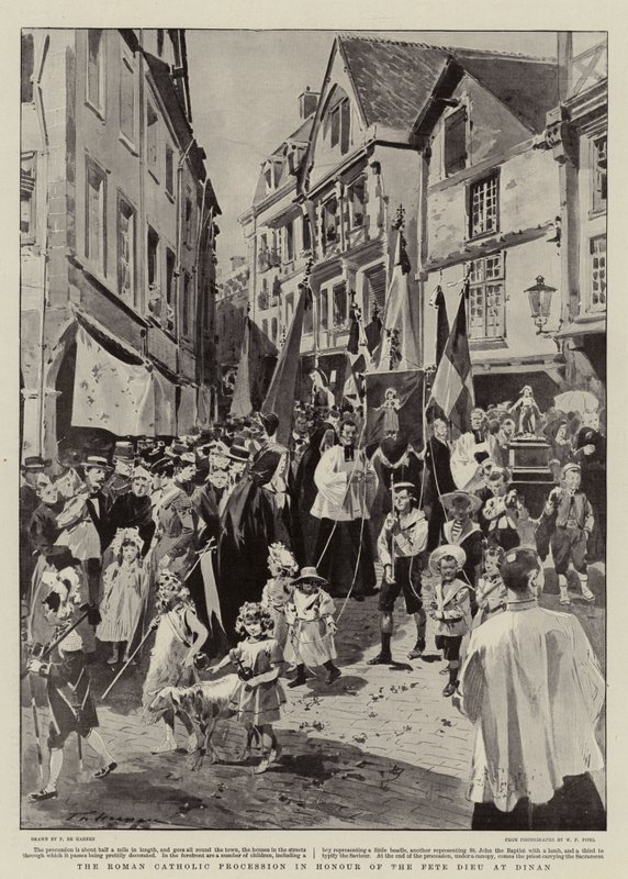 The Roman Catholic Procession in Honour of the Fete Dieu at Dinan by Frederic de Haenen