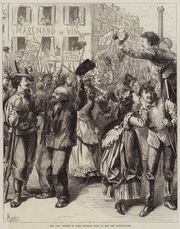 The War, Defence of Paris, Students Going to Man the Fortifications by Frederick Barnard