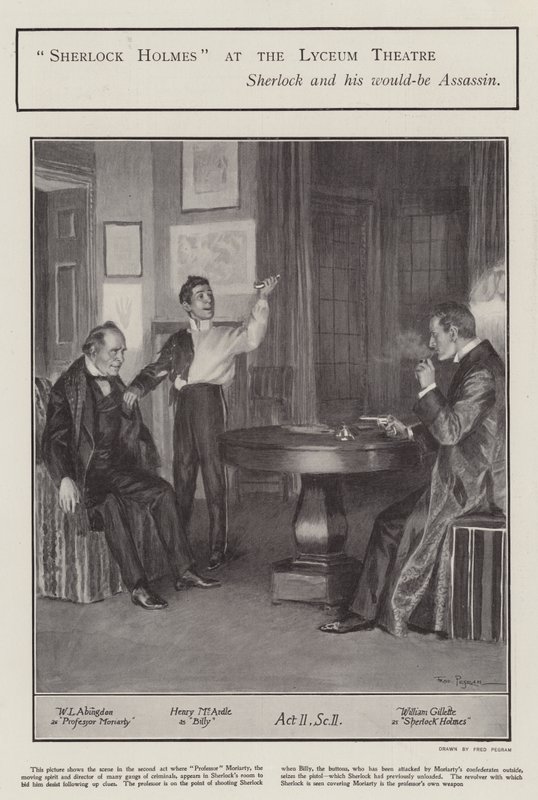 A Performance of Sherlock Holmes at the Lyceum Theatre, London (litho) by Frederick Pegram