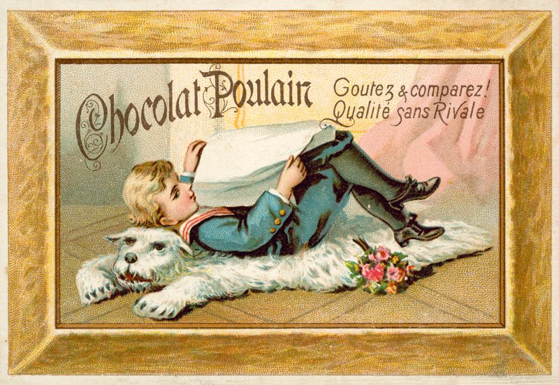 Child Lying on a Bearskin Rug by French School