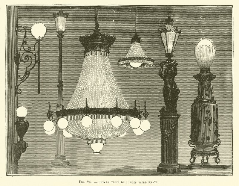 Various Types of Werdermann Lamps by French School