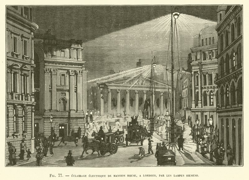 Electric Lighting of Mansion House, London, by Siemens Lamps by French School