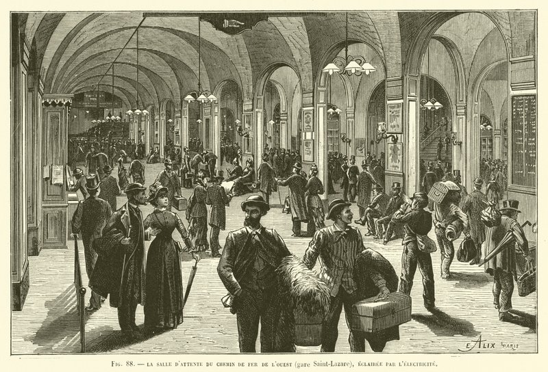 The Waiting Room of the Western Railway (Saint-Lazare Station), Lit by Electricity by French School