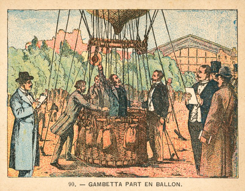 Leon Gambetta escaping the Siege of Paris in a balloon, 1870 by French School